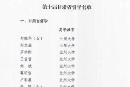 兰州大学8名教师受聘第十届甘肃省督学